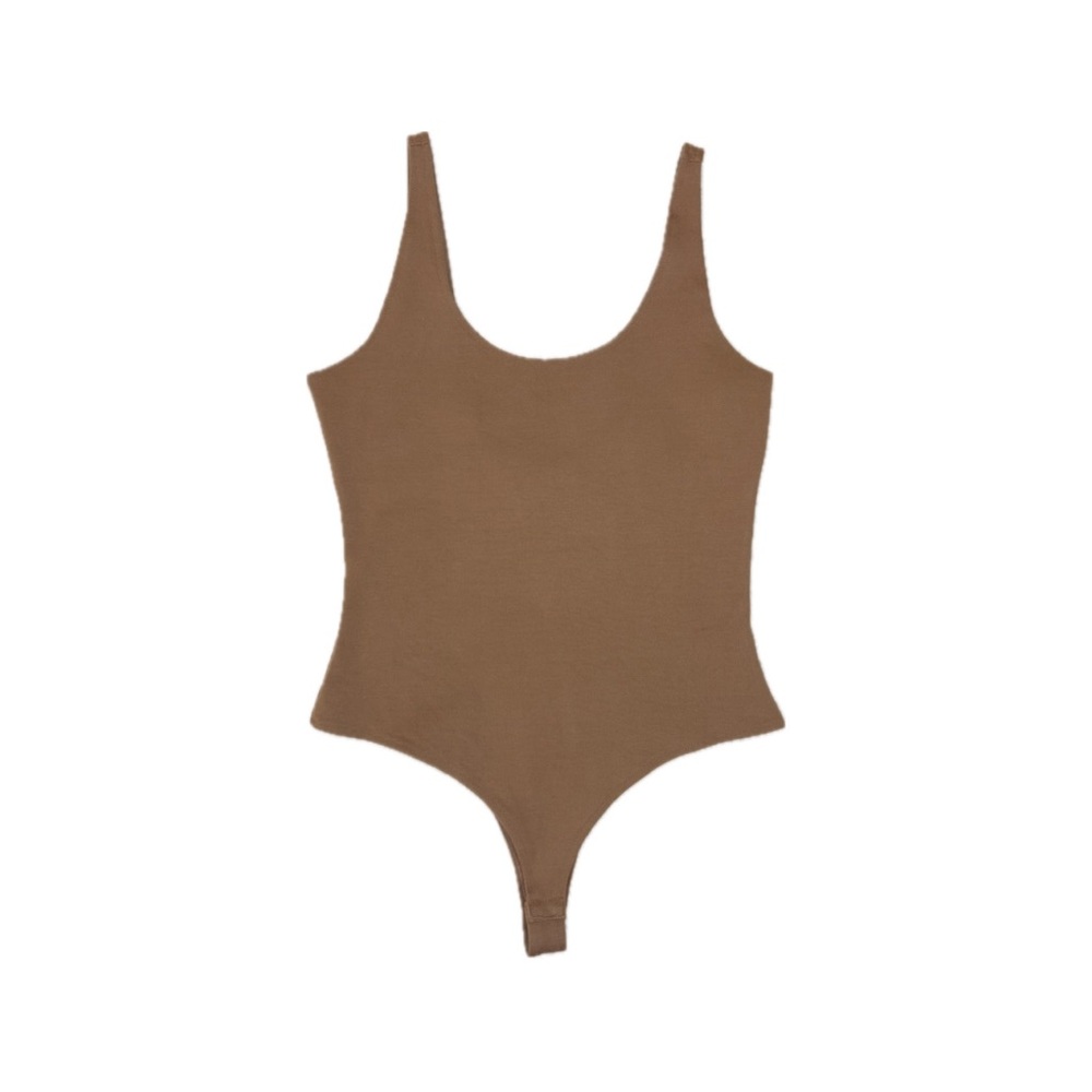 Freeme Ponte Basic Sleeveless Smoothing Bodysuit Tank in Taupe EUC - Size Large